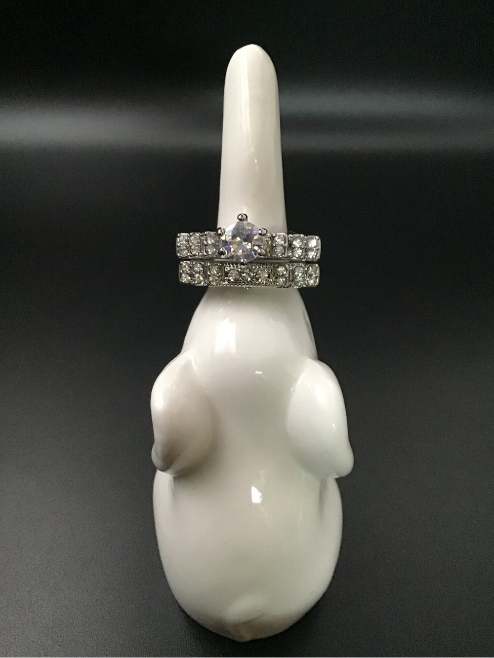 Art Deco Rhinestone Stacking Rings - Picture 2 of 5